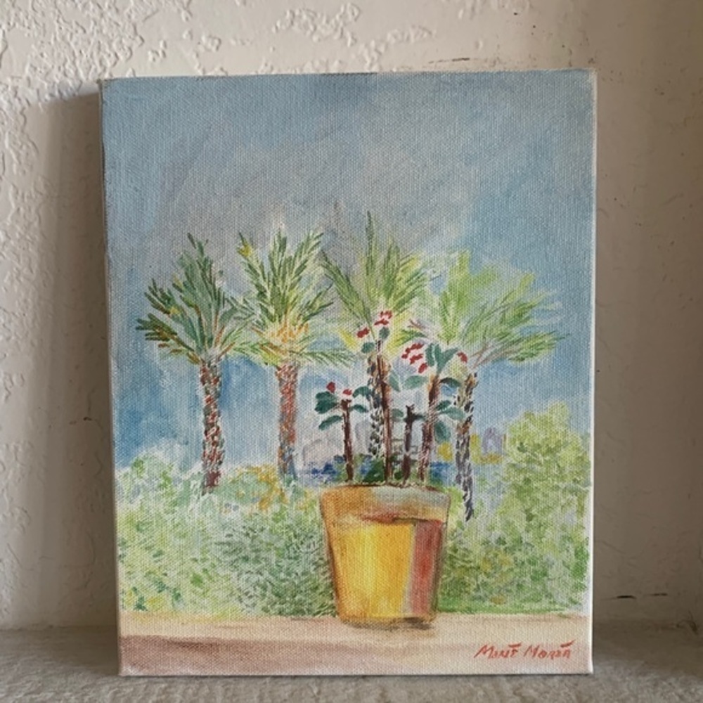 Original Marina del Rey Oil Painting Coastal
Palm Tree, California, 8.5x10”